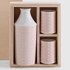 Sake Set 3pc Peach Line Porcelain